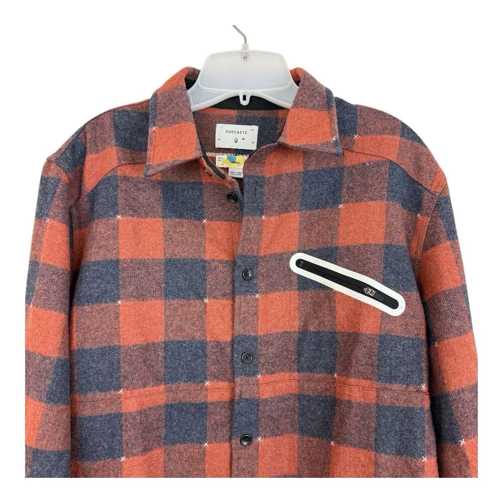Ourcaste Wool Flannel Shirt Mens Size Small Button Up Long Sleeves